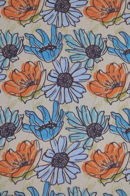 Retro Floral Viscose Nylon Printed Fabric