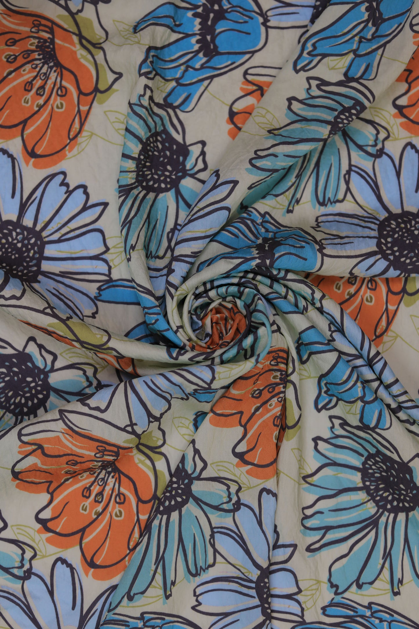 Retro Floral Viscose Nylon Printed Fabric
