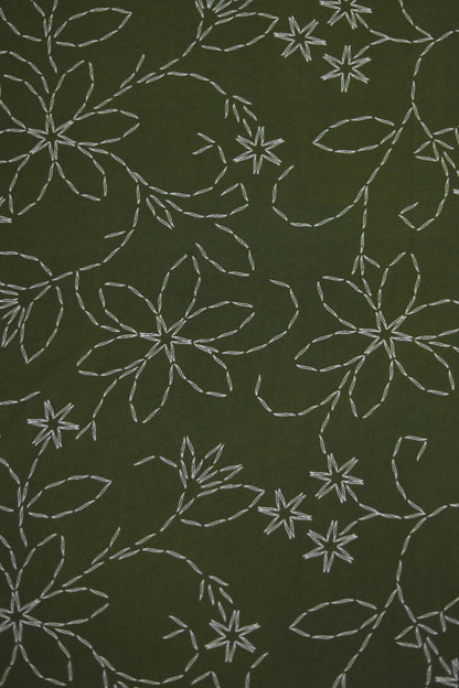 Noir Embroidery Floral Viscose Blend Fabric
