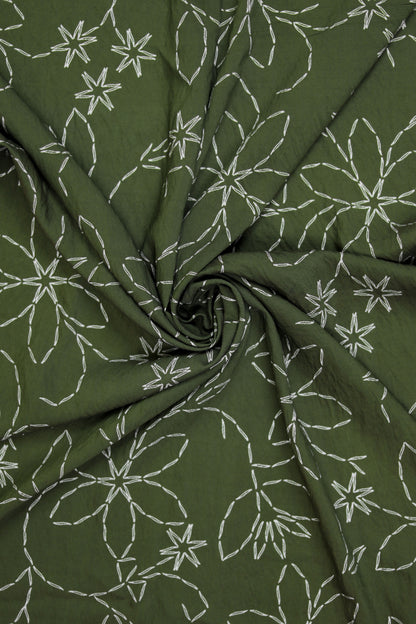 Noir Embroidery Floral Viscose Blend Fabric