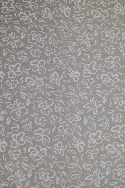 Soft Serenity Ivory Floral Viscose Blend Fabric
