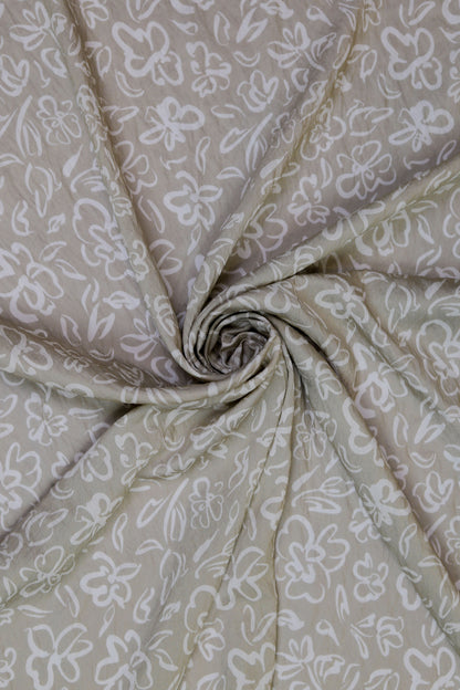 Soft Serenity Ivory Floral Viscose Blend Fabric