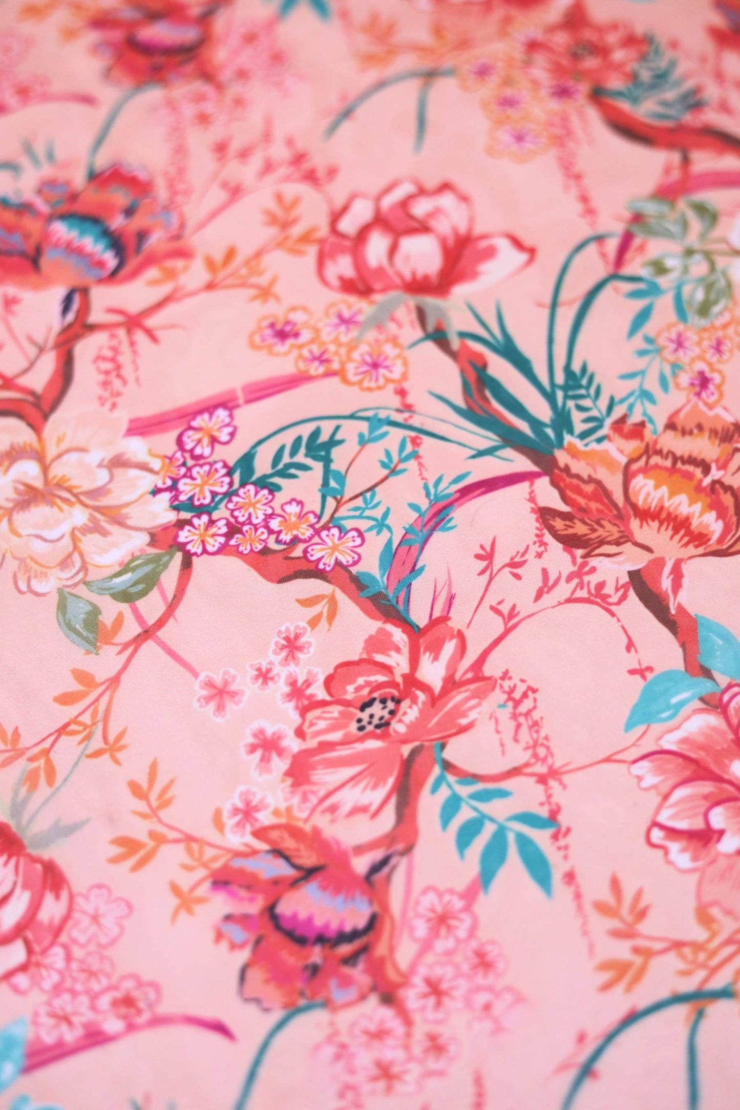 Peach Garden Tabby Fabric