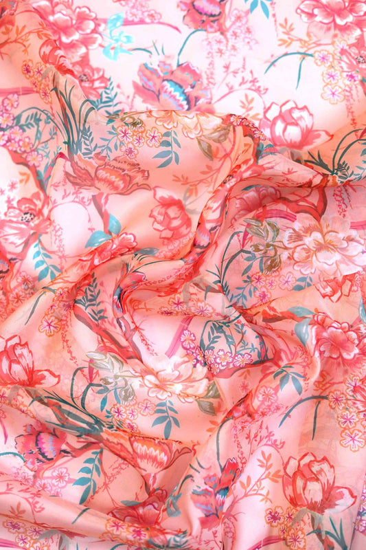 Peach Garden Tabby Fabric