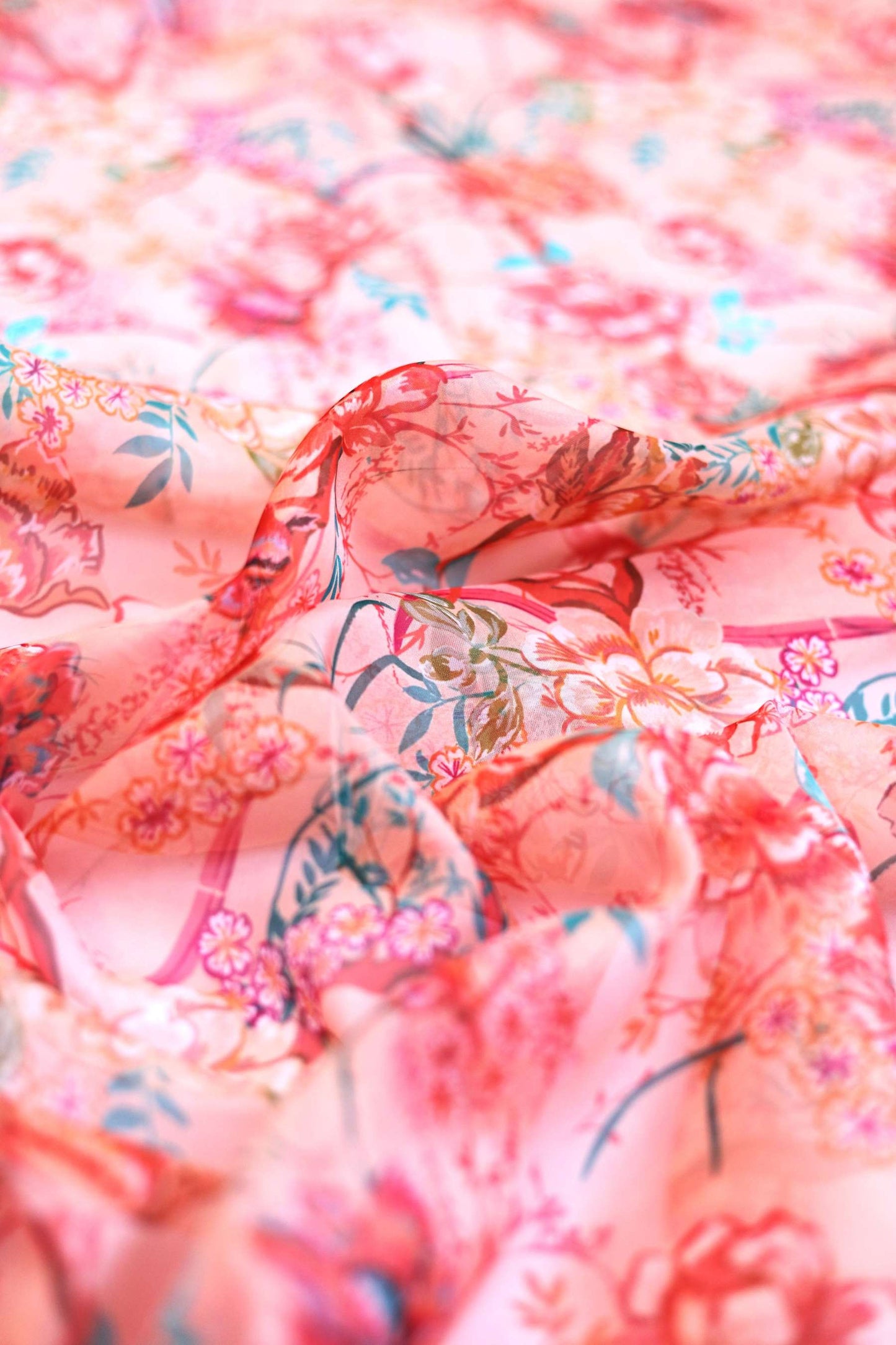 Peach Garden Tabby Fabric