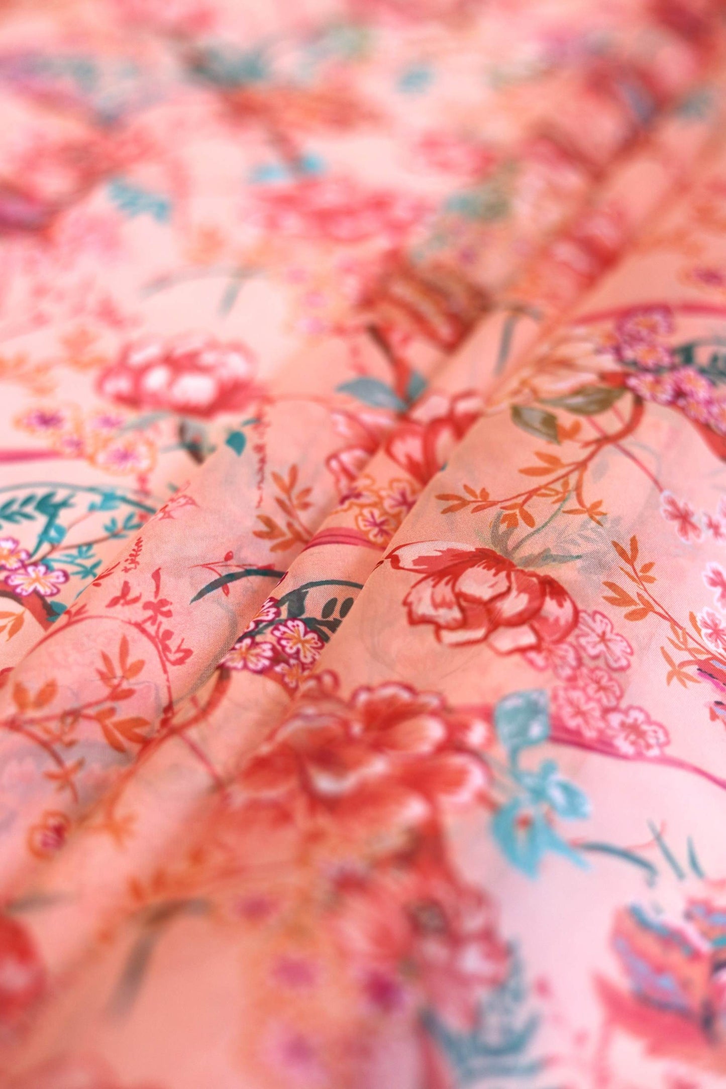 Peach Garden Tabby Fabric