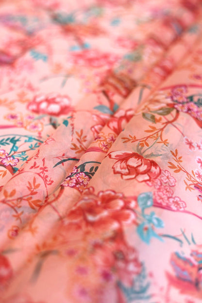Peach Garden Tabby Fabric