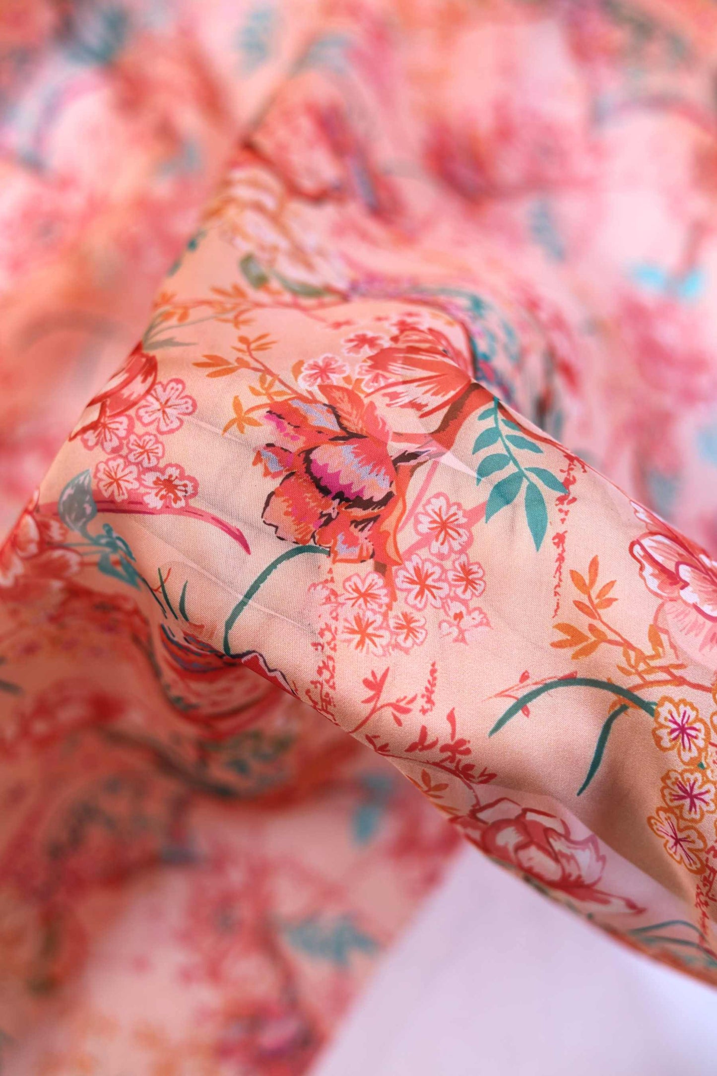 Peach Garden Tabby Fabric