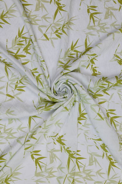 Amber Leaf Bamboo Print Viscose Blend Fabric
