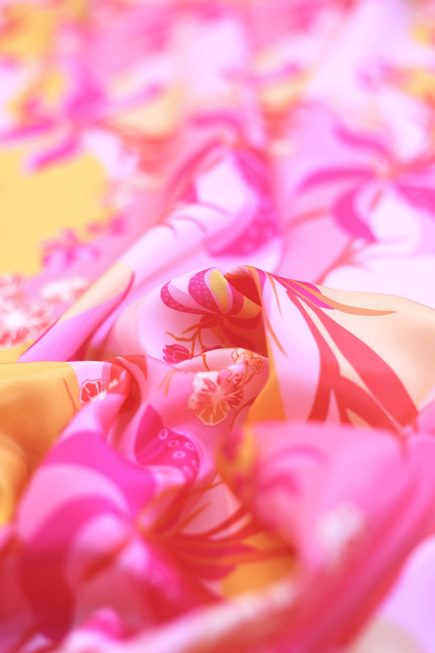 Coral Bloomscape French Crepe Fabric