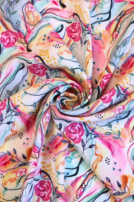 Floral Fantasy French Crepe Fabric