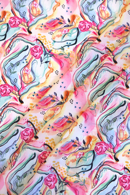 Floral Fantasy French Crepe Fabric