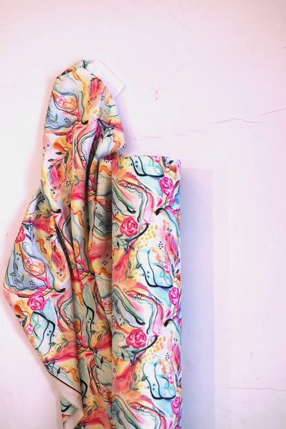 Floral Fantasy French Crepe Fabric