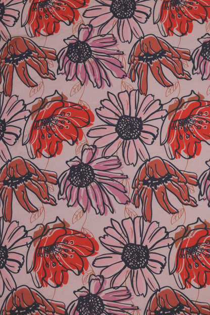Retro Floral Viscose Nylon Printed Fabric