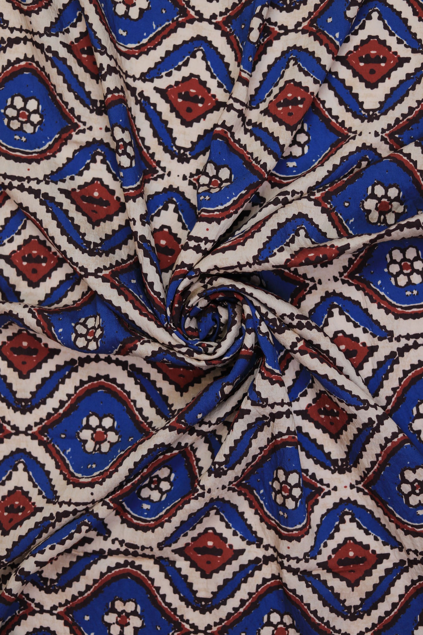 Mystic Ikat Geometric Printed Viscose Blend Fabric