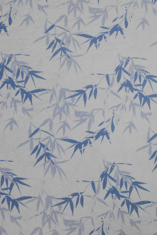 Amber Leaf Bamboo Print Viscose Blend Fabric