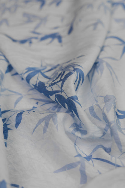 Amber Leaf Bamboo Print Viscose Blend Fabric