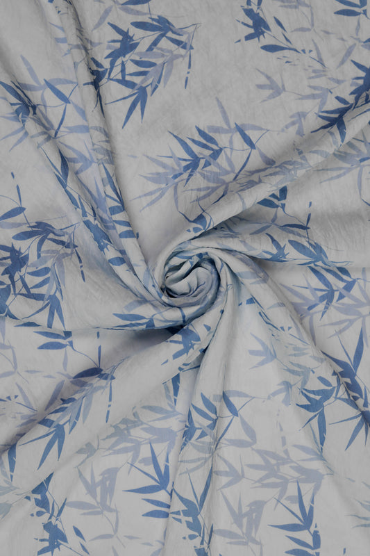 Amber Leaf Bamboo Print Viscose Blend Fabric