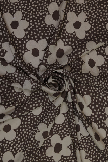 Blush Blossom Floral Dot Viscose Blend Fabric