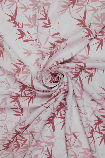 Amber Leaf Bamboo Print Viscose Blend Fabric
