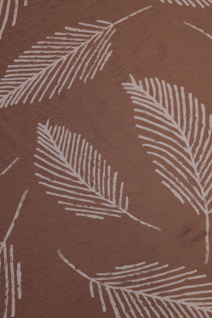 Leafy Luxe Golden Leaf Print Viscose Blend Fabric