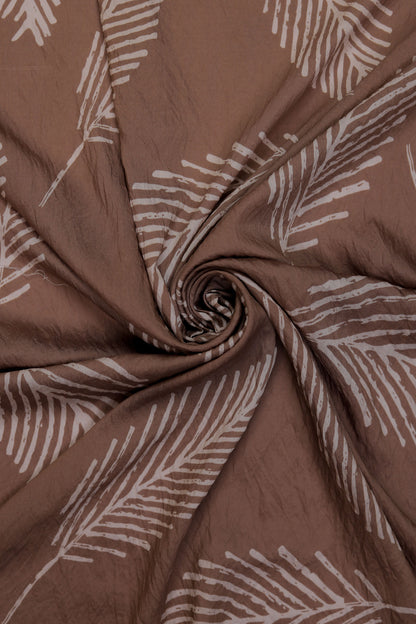 Leafy Luxe Golden Leaf Print Viscose Blend Fabric