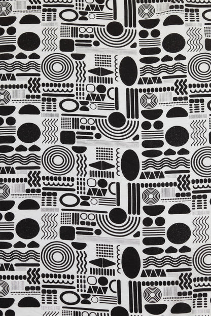 Tribal Mosaic Abstract Viscose Blend Fabric