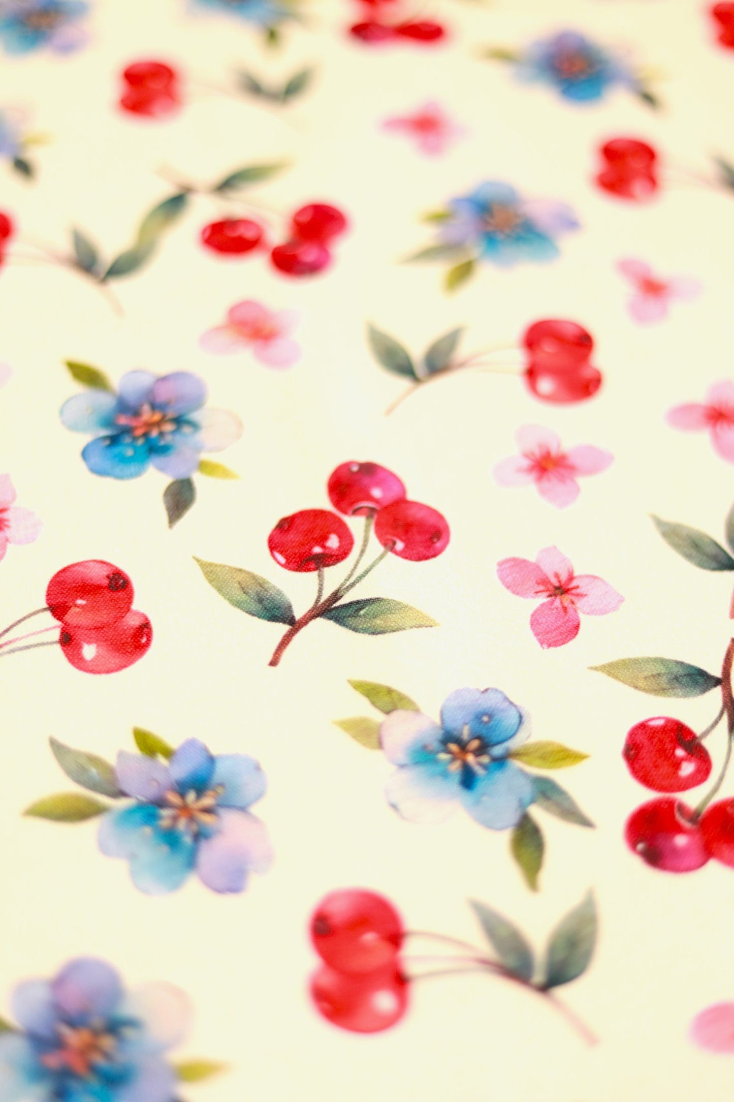 Cherry Bloom Linen Fabric