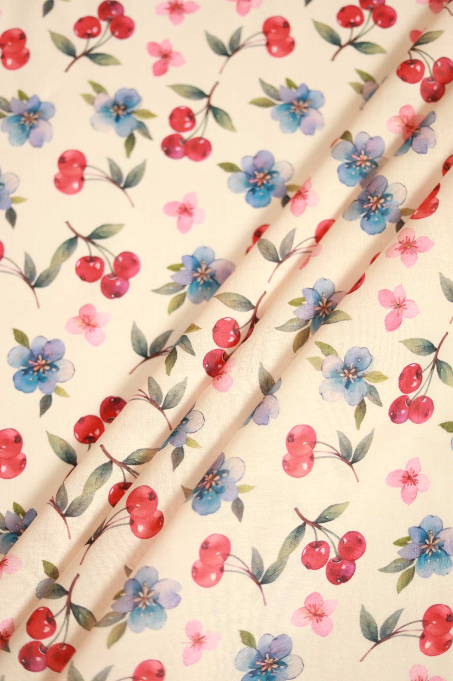 Cherry Bloom Linen Fabric