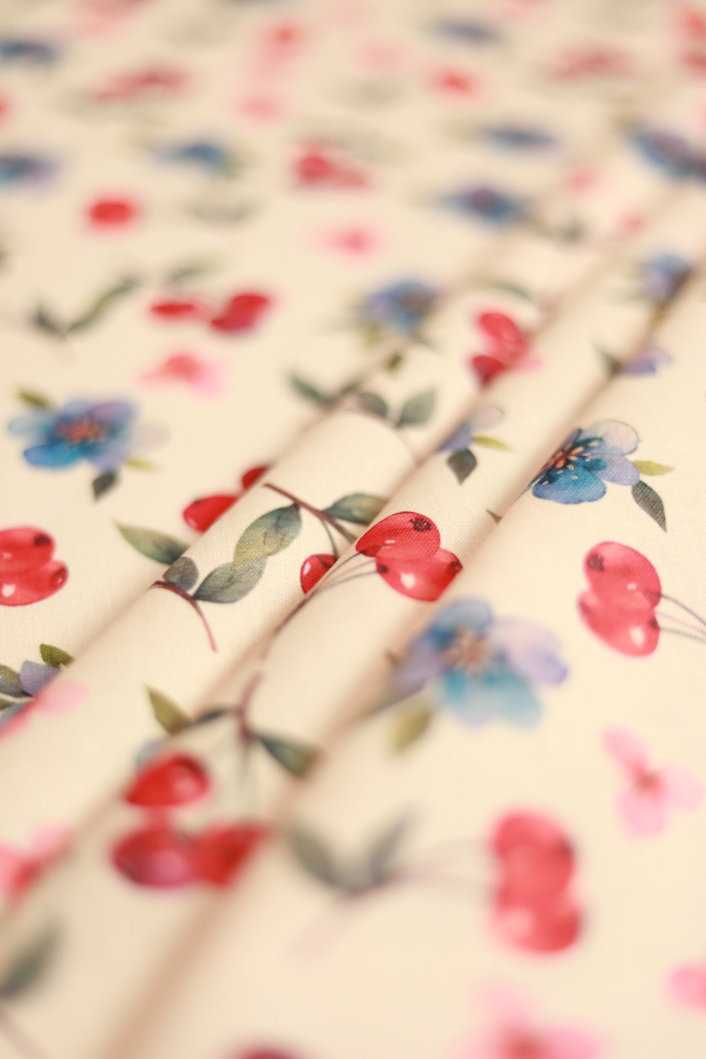 Cherry Bloom Linen Fabric