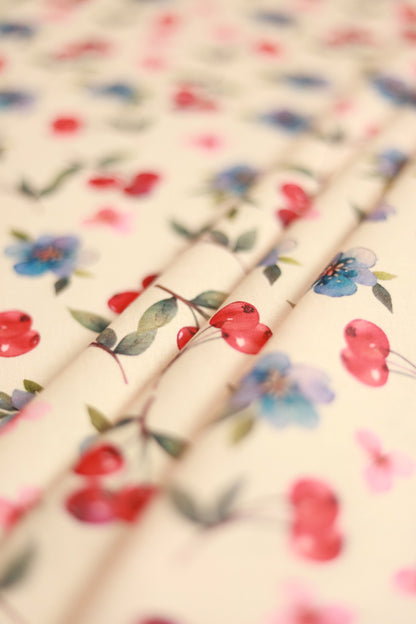 Cherry Bloom Linen Fabric