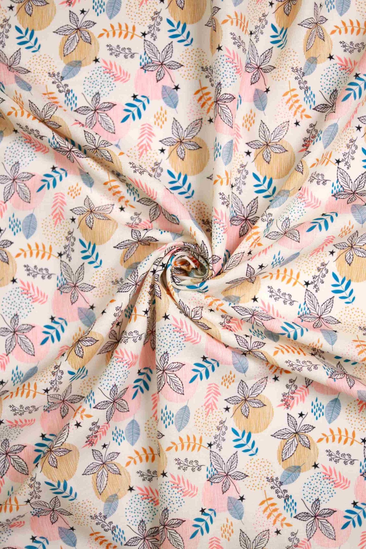 Leaf Mosaic Linen Fabric