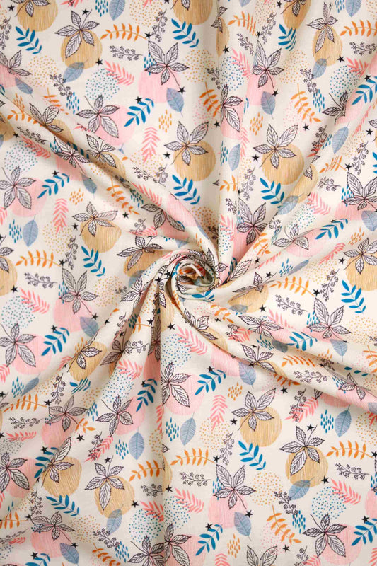 Leaf Mosaic Linen Fabric