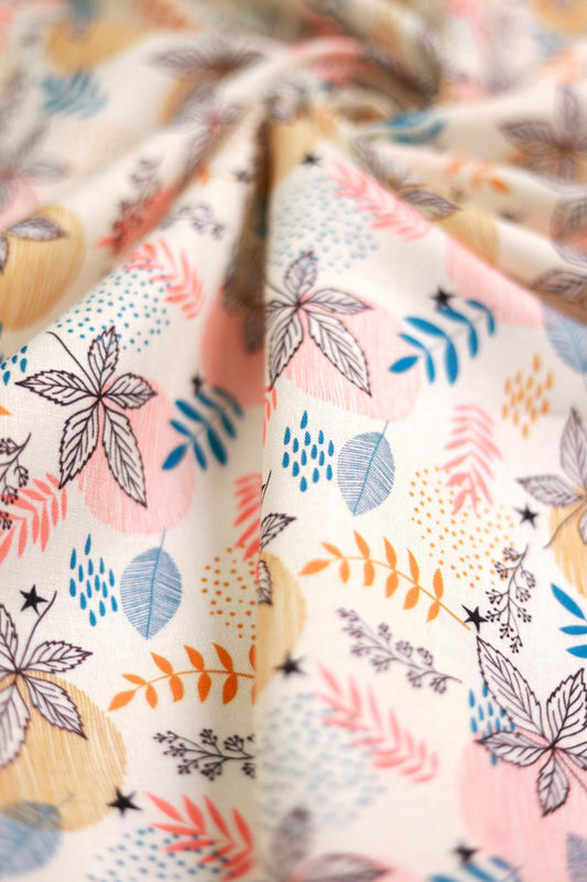 Leaf Mosaic Linen Fabric