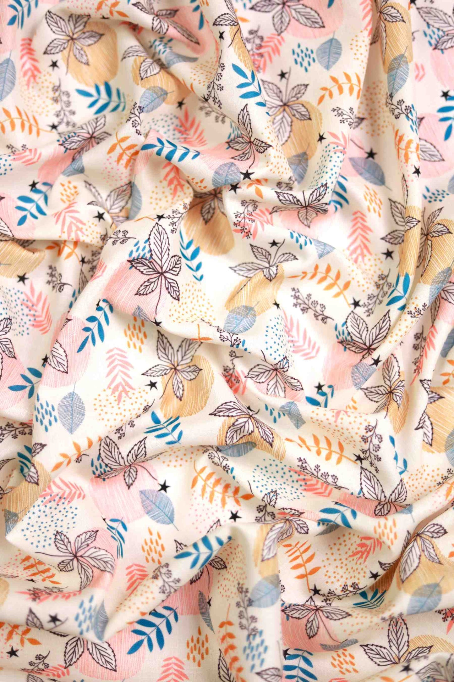 Leaf Mosaic Linen Fabric