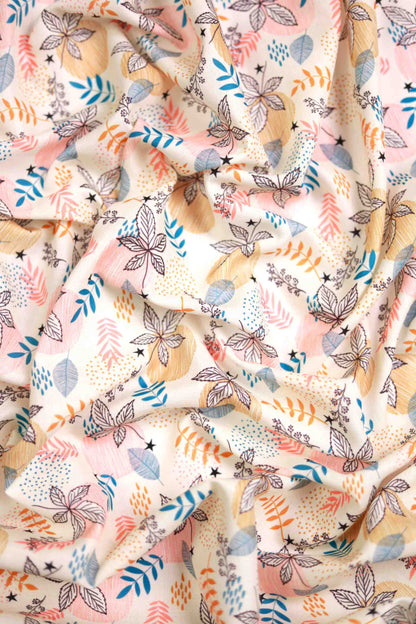 Leaf Mosaic Linen Fabric