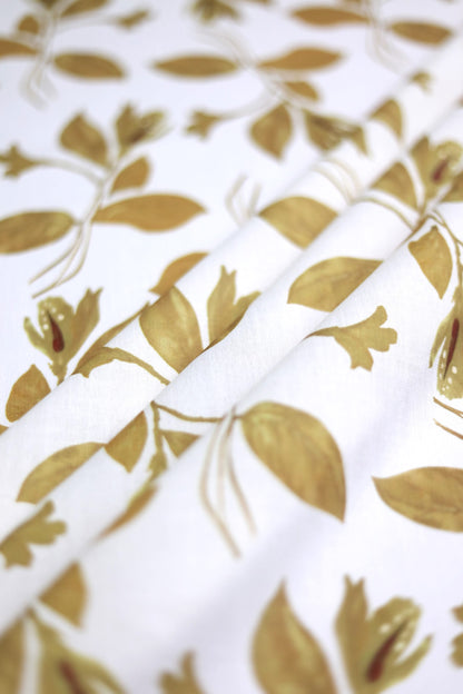 Olive Bloom Linen Fabric