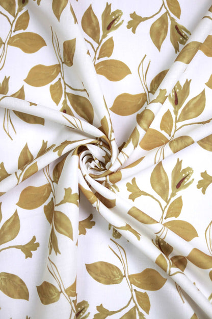 Olive Bloom Linen Fabric