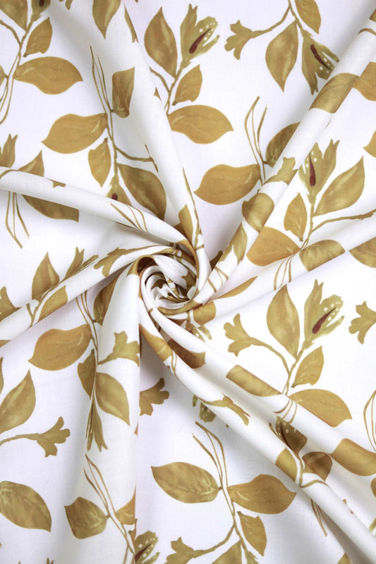 Olive Bloom Linen Fabric