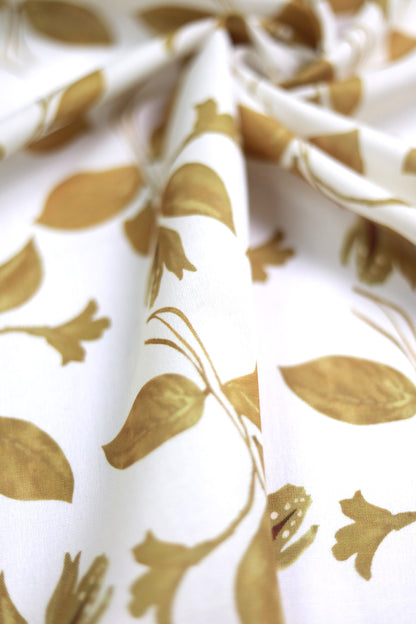 Olive Bloom Linen Fabric