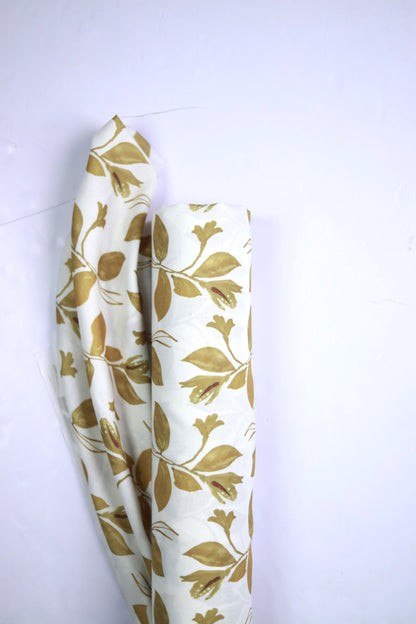 Olive Bloom Linen Fabric
