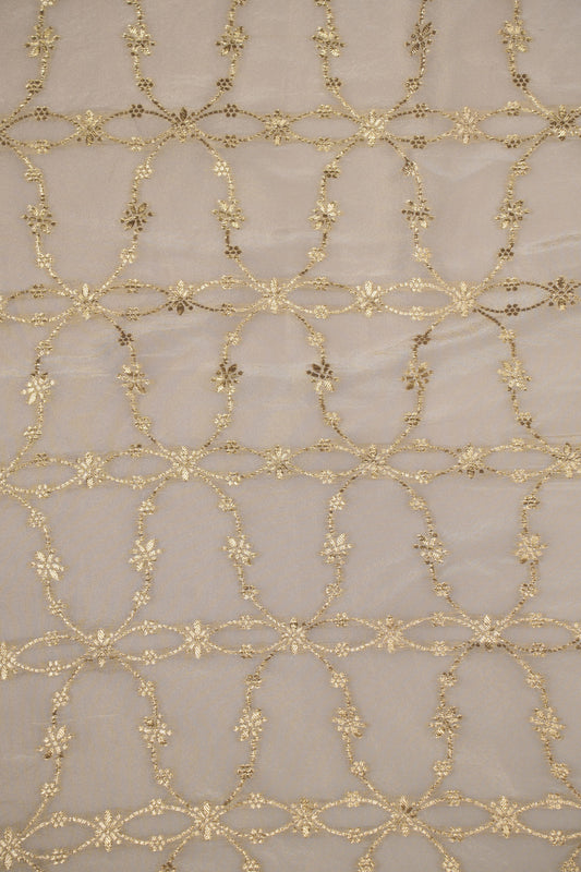 Soft Gold Arch Ornate Dyeable Jacquard