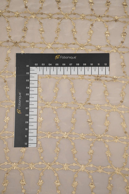 Soft Gold Arch Ornate Dyeable Jacquard