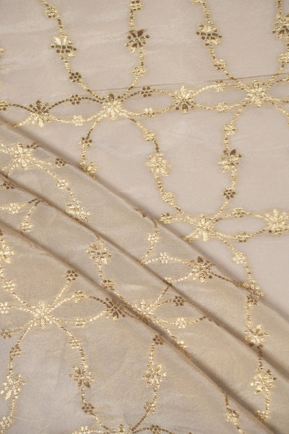 Soft Gold Arch Ornate Dyeable Jacquard