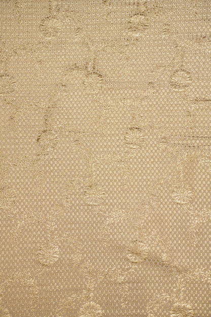 Golden Mosaic Bloom Tissue Jacquard Fabric