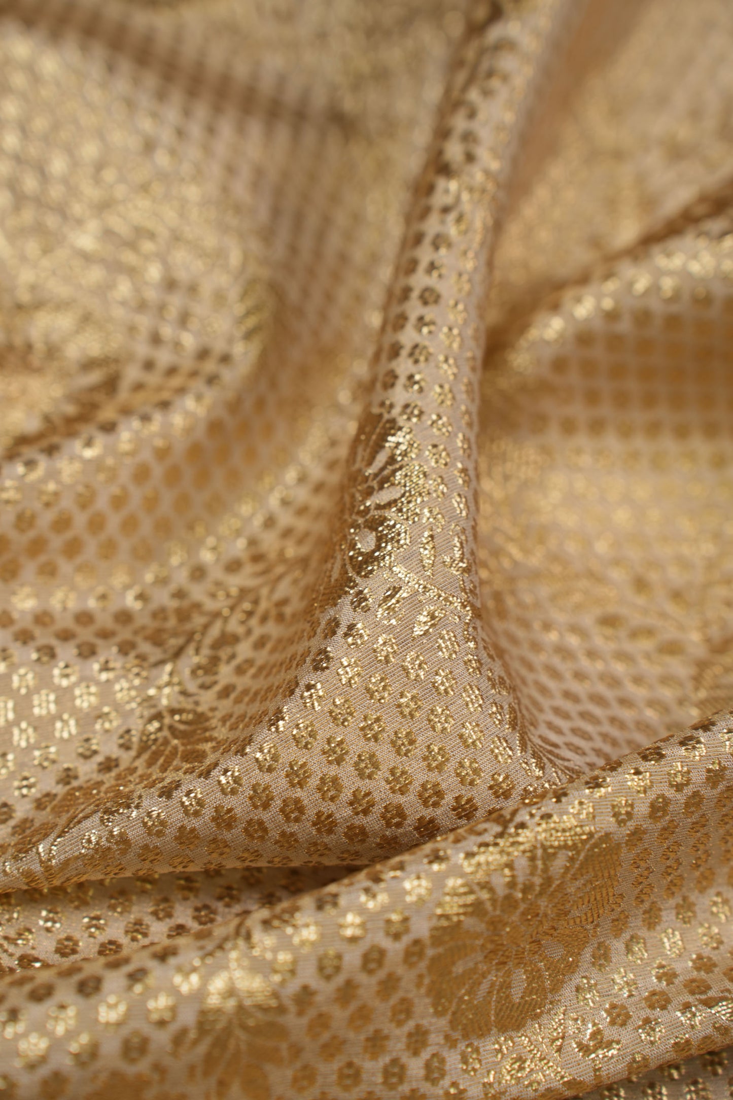 Golden Mosaic Bloom Tissue Jacquard Fabric