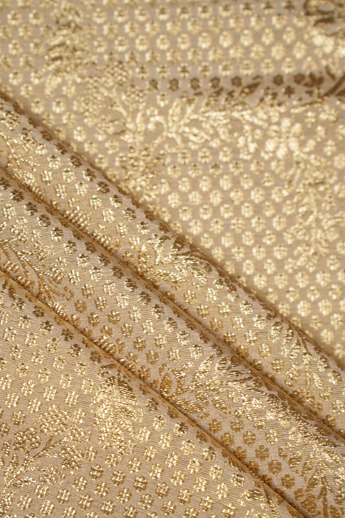 Golden Mosaic Bloom Tissue Jacquard Fabric
