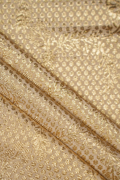 Golden Mosaic Bloom Tissue Jacquard Fabric