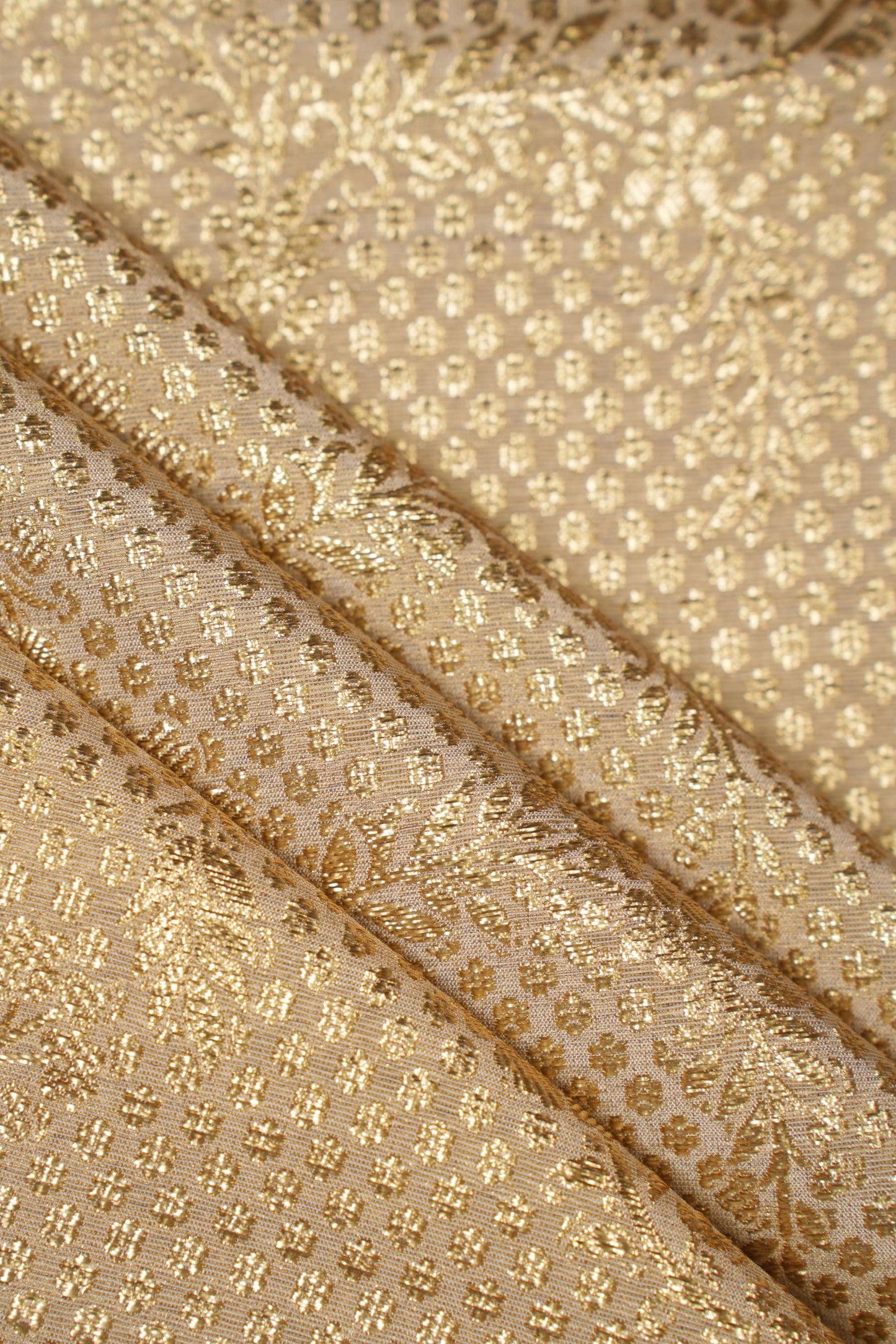 Golden Mosaic Bloom Tissue Jacquard Fabric