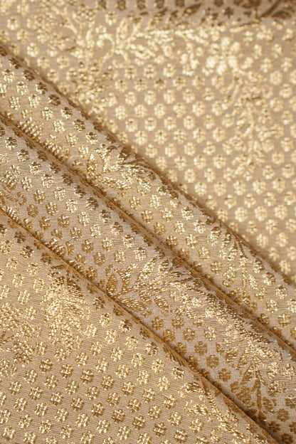 Golden Mosaic Bloom Tissue Jacquard Fabric